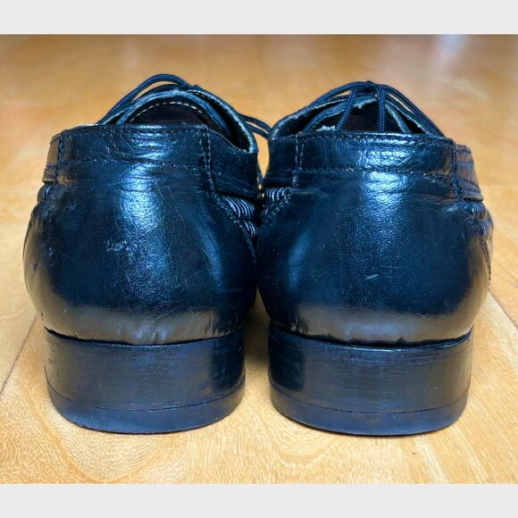 Vintage Men's Black Woven Leather Shoes - Made in Italy - Picture 4 of 7